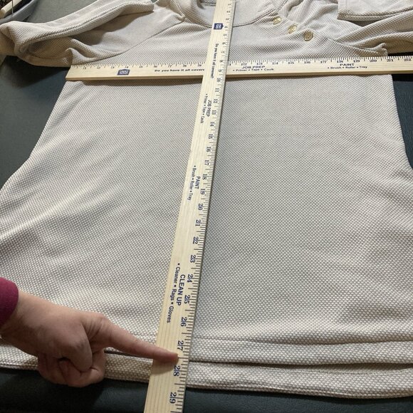 J. McLaughlin Marisa Funnel Neck Fleece Pullover Sz Large Top Beige Tan Buttons - Picture 14 of 16